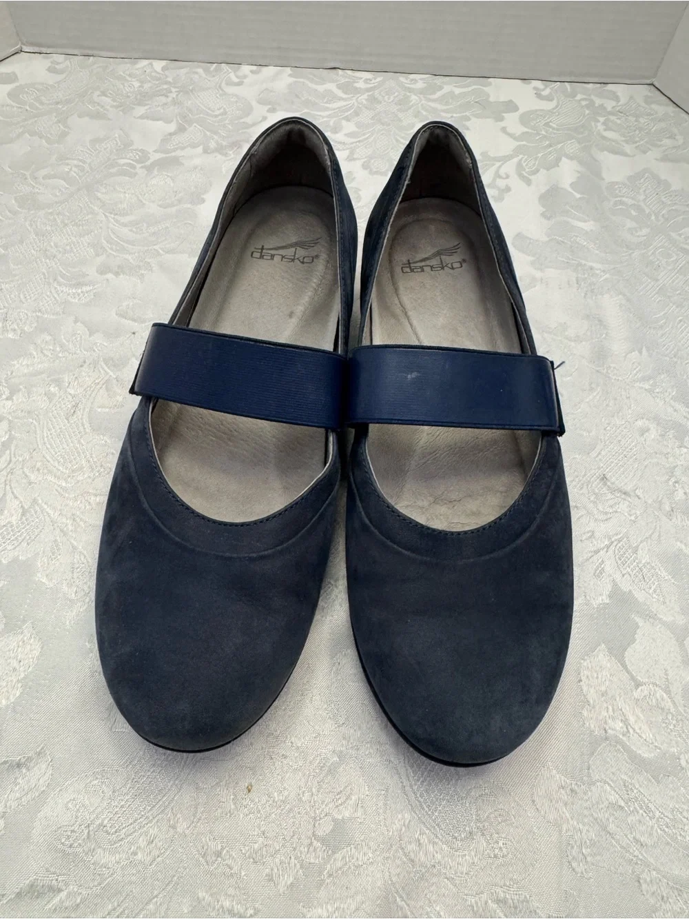 Dansko Kendra Mary Jane Low Wedge Comfort Shoe Blue Size 39 8.5-9